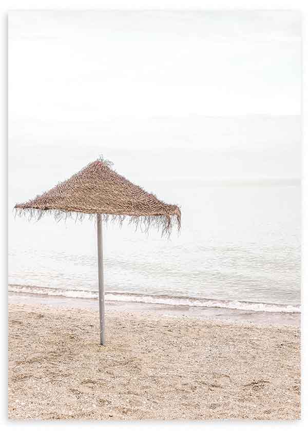Cuadro fotográfico de sombrilla en la playa. Una obra muy veraniega.