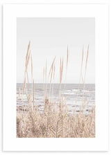 Cuadro fotográfico de playa y vegetación. Una obra muy veraniega y fresca, cargada del azul del mar