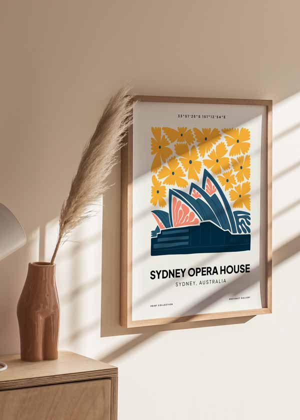 Cuadro Sydney Opera House, ilustración colorida. Una obra que te hará viajar a Australia para ver una de las óperas más famosas del planeta