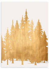 Cuadro de ilustración de bosque en tonos dorados