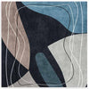 Cuadro cuadrado minimalista y abstracto en tonos azules, grises y marrones