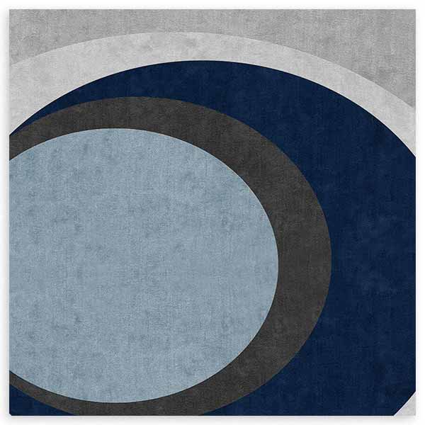 Cuadro cuadrado minimalista y geométrico en distintos tonos azules