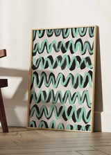 Ilustración colorida y minimalista, Turquoise ZigZag Pattern, kuadro.es