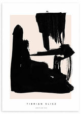 Cuadro minimalista con trazos en negro sobre fondo beige. Una obra abstracta y moderna.
