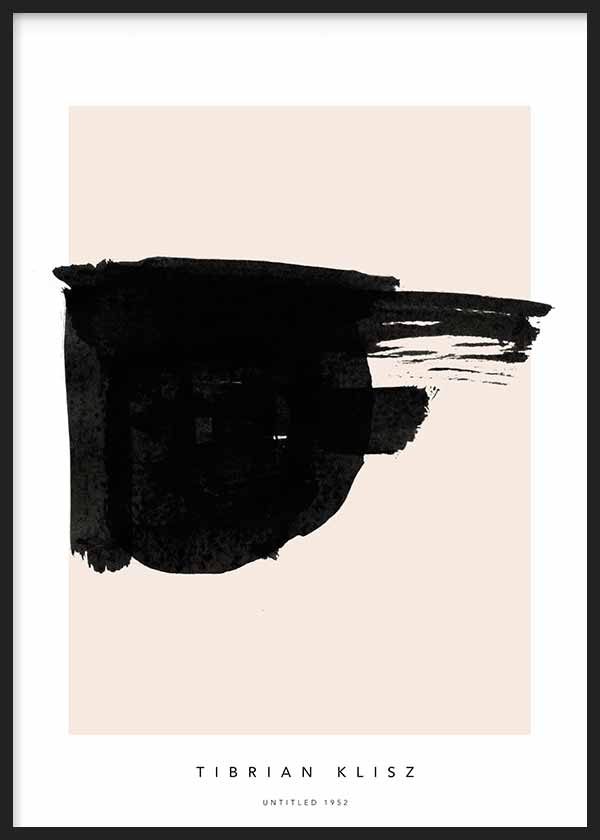 Cuadro minimalista con trazos en negro sobre fondo beige. Una obra abstracta y moderna.