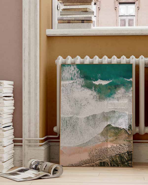 decoración con cuadros, ideas - Cuadro fotográfico de playa y mar, vista aérea. Una obra con la que casi podrás sentir la brisa del océano.