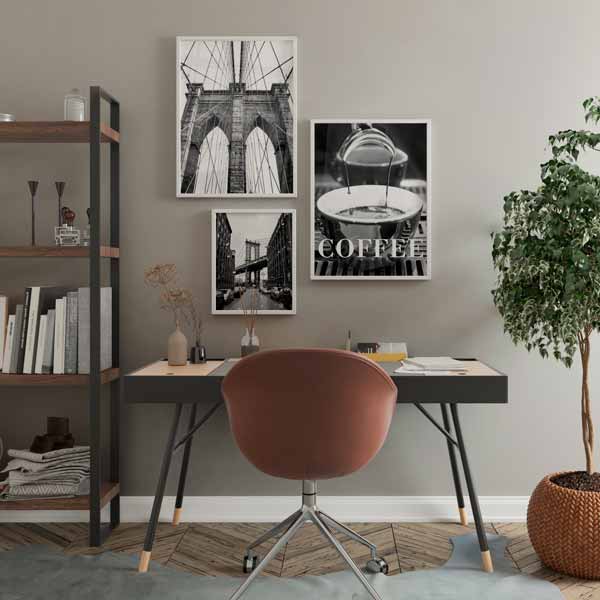 cuadros fotográficos en blanco y negro de café y cafetera - kuadro