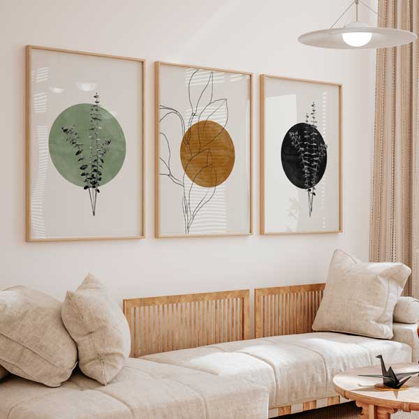 conjunto de cuadros con flores para salón o dormitorio, estilo nórdico - kuadro
