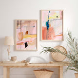 decoración con cuadros, ideas - Conjunto de dos cuadros abstractos y coloridos. Una combinación de cuadros hechos para convivir el uno con el otro.