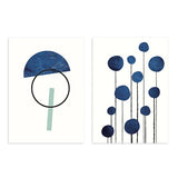 conjunto de dos láminas decorativas abstractas y geométricas en tonos azules - kuadro