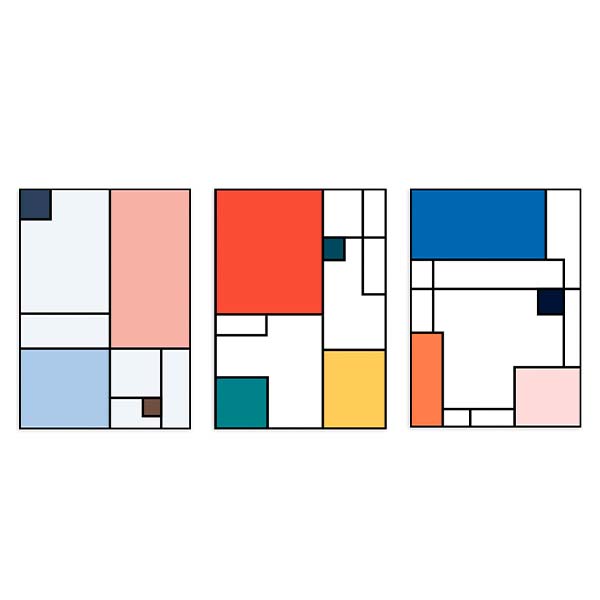 conjunto de cuadros coloridos y geométricos - kuadro
