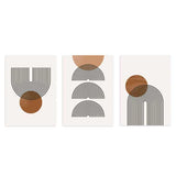 conjunto de tres cuadros con ilustraciones geométricas y minimalistas - kuadro