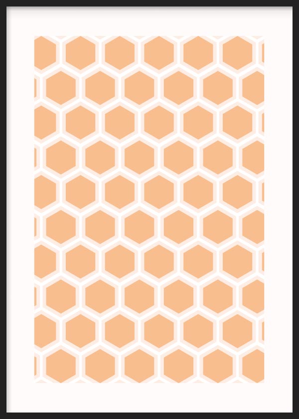 cuadro para cocina de panel de abejas naranja y blanco. Lámina decorativa.