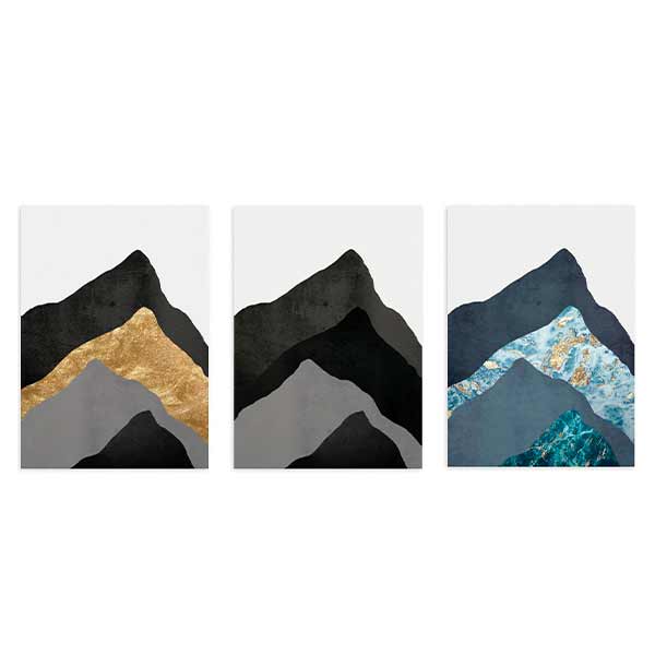 conjunto de cuadros abstractos de montañas, ilustraciones coloridas - kuadro