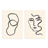 conjunto de cuadros abstractos con ilustraciones de mujer y formas - kuadro