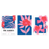 conjunto de cuadros florales y coloridos, ilustraciones - kuadro