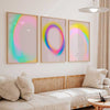 decoración con cuadros, ideas - conjunto de cuadros muy coloridos efecto fluorescente - kuadro