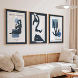 decoración con cuadros, ideas - conjunto de cuadros abstractos de ilustraciones en tonos azules - kuadro