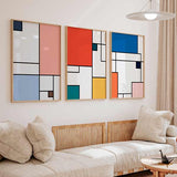 decoración con cuadros, ideas - conjunto de cuadros coloridos y geométricos - kuadro