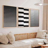 decoración con cuadros, ideas - conjunto de cuadros minimalistas en blanco y negro, modernos - kuadro