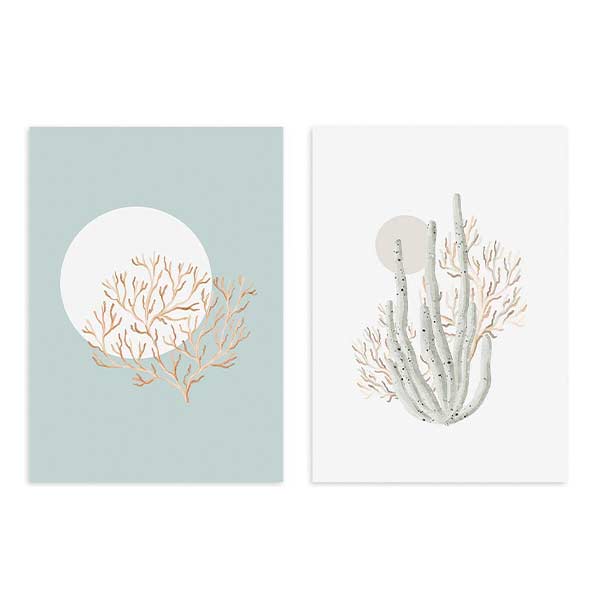 conjunto de cuadros nórdicos de ilustraciones de algas marinas - kuadro