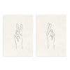 conjunto de dos cuadros con ilustraciones de manos haciendo símbolo de la paz y suerte - kuadro