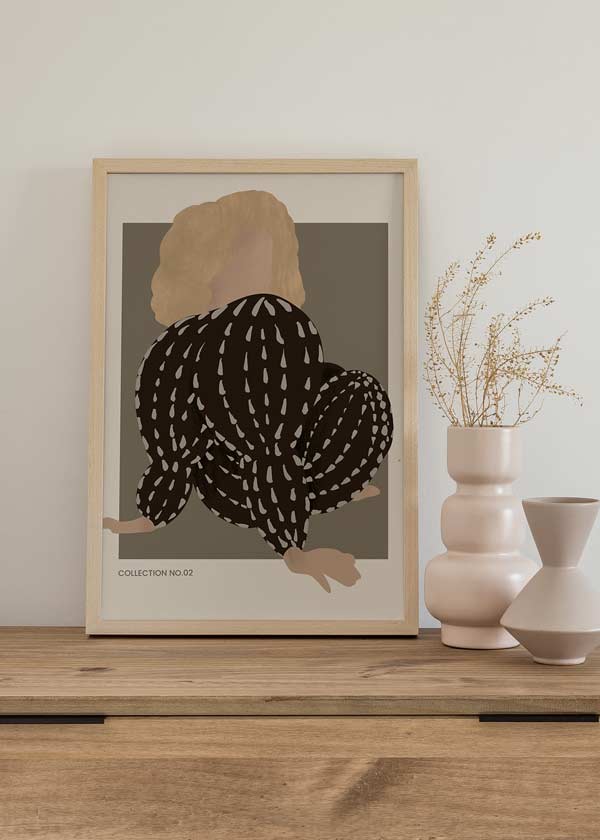 decoración con cuadros, ideas - lámina decorativa de ilustración abstracta de figura de mujer en tonos nórdicos - kuadro