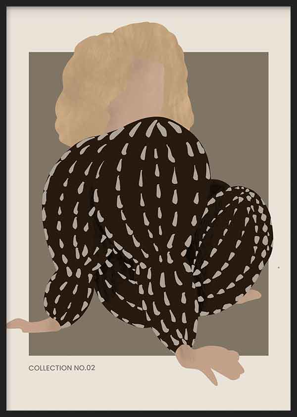 cuadro lámina decorativa de ilustración abstracta de figura de mujer en tonos nórdicos - kuadro