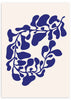lámina decorativa de ilustración abstracta de flor azul sobre fondo beige - kuadro
