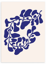 lámina decorativa de ilustración abstracta de flor azul sobre fondo beige - kuadro