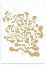 lámina decorativa de ilustración abstracta de flor en tono dorado sobre blanco - kuadro