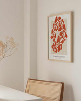 decoración con cuadros, ideas - lámina decorativa de ilustración abstracta de flor en rojo - kuadro