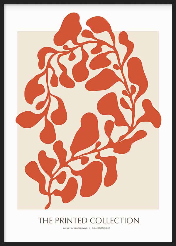 cuadro lámina decorativa de ilustración abstracta de flor en rojo - kuadro