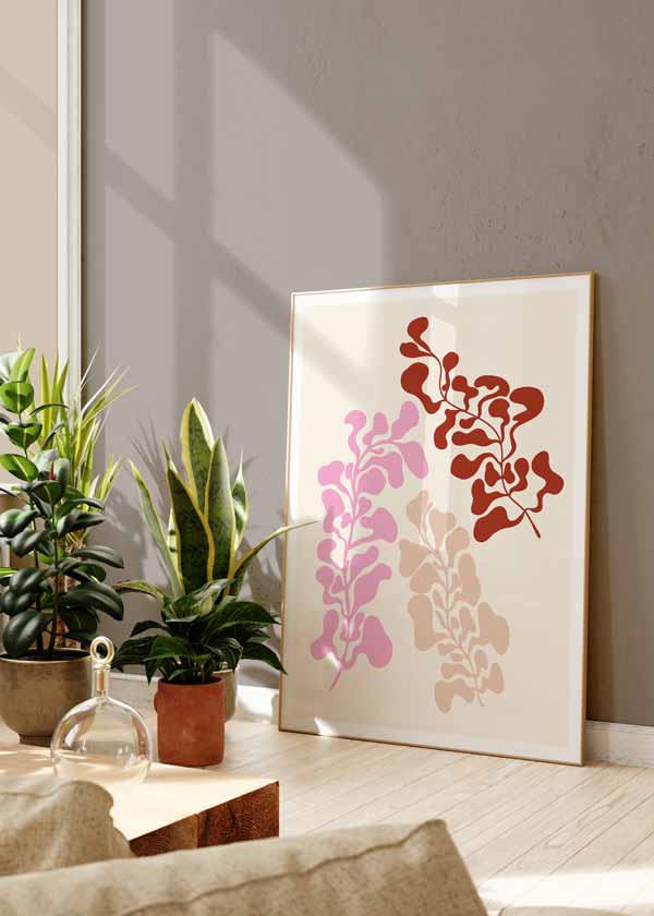decoración con cuadros, ideas - lámina decorativa de ilustración abstracta de flores en distintos colores - kuadro