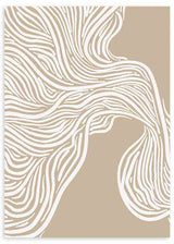 lámina decorativa de ilustración abstracta con trazos en blanco y fondo beige - kuadro