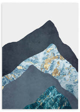 lámina decorativa para cuadro de montañas abstracto en azul y verdes