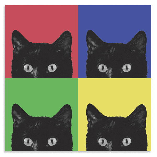 lámina decorativa para cuadro de gato negro moderno y colorido