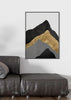 Decoración con cuadros, ideas -  cuadro de montañas en colores negro, dorado y gris