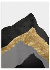 lámina decorativa para cuadro de montañas en colores negro, dorado y gris
