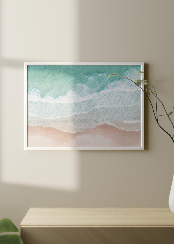 decoración con cuadros, ideas - lámina decorativa horizontal de mar, olas y playa - kuadro