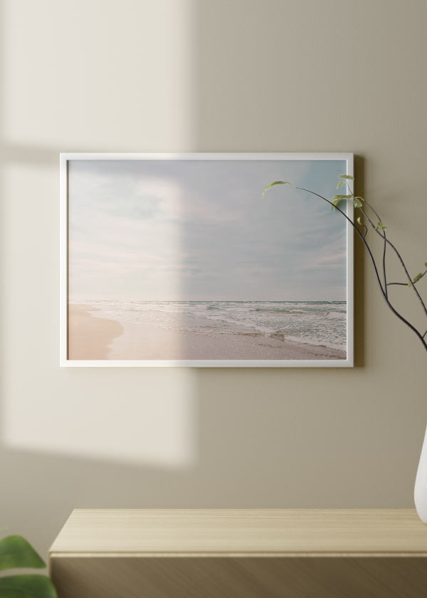 decoración con cuadros, ideas - lámina decorativa de playa y cielo azul, mar - kuadro