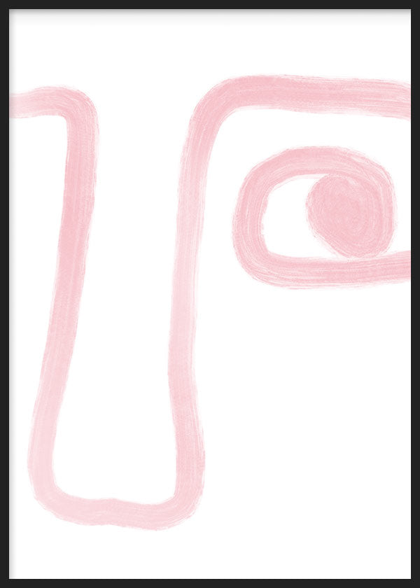 cuadro para lámina decorativa abstracta con cara brocha rosa. Marco negro