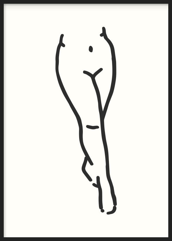 cuadro para lámina decorativa abstracta de cuerpo femenino / mujer. Ilustración de mujer. Marco negro