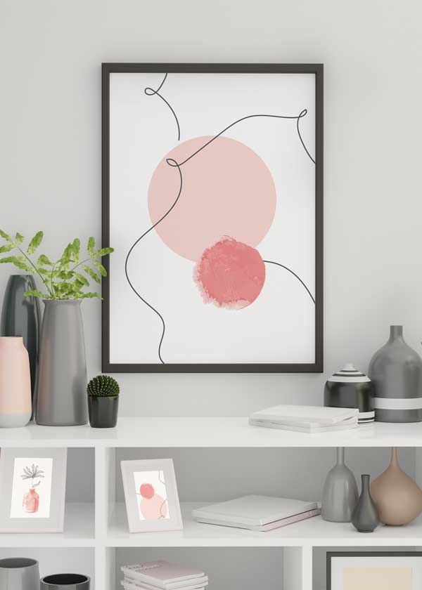 Decoración con cuadros, ideas -  cuadro abstracto con tonos rosas. Lámina decorativa.