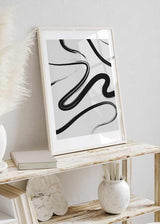 Decoración con cuadros, ideas -  lámina decorativa abstracta en blanco y negro - ilustración de caminos abstracta