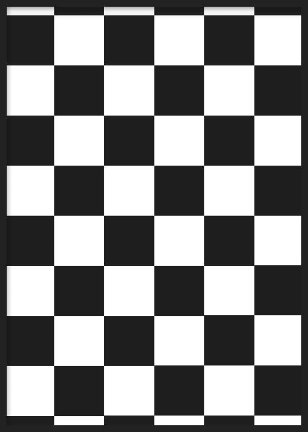 cuadro para lámina decorativa tablero de ajedrez en blanco y negro. Marco negro