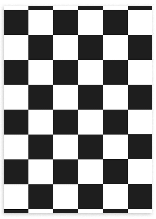 lámina decorativa tablero de ajedrez en blanco y negro