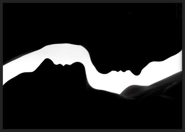 cuadro para lámina decorativa apaisado de fotografía en blanco y negro de siluetas - kuadro