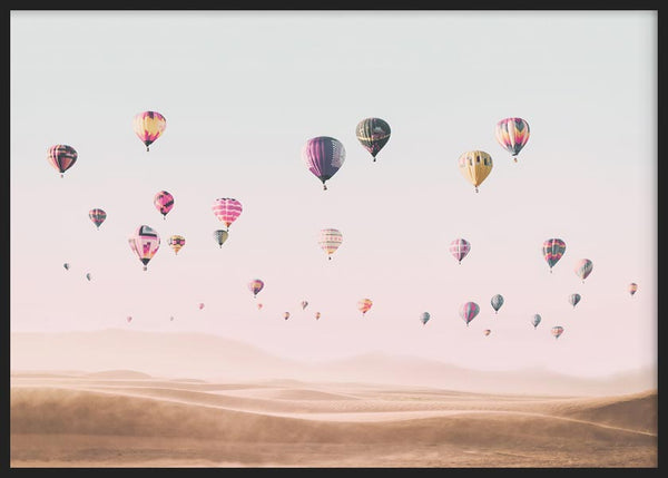 cuadro lámina decorativa horizontal de fotografía de globos en el desierto - kuadro