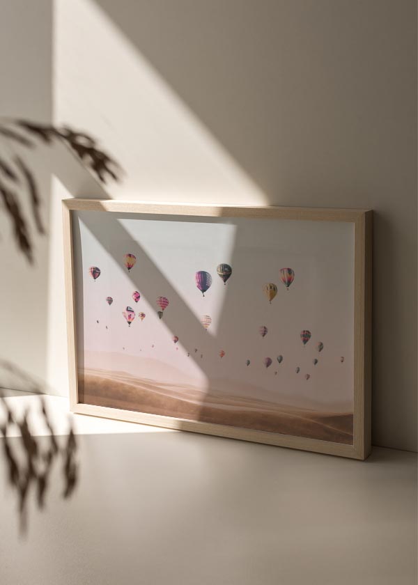 decoración con cuadros, ideas - lámina decorativa horizontal de fotografía de globos en el desierto - kuadro